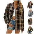 thumbnail image 1 of Fashion Winter Plaid Jackets for Womens Plus Size Casual Lapel Plaid Long Sleeve Unless Casual Coat, 1 of 9
