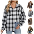 thumbnail image 1 of Fashion Winter Plaid Jackets for Womens Plus Size Casual Lapel Plaid Long Sleeve Unless Casual Coat, 1 of 9