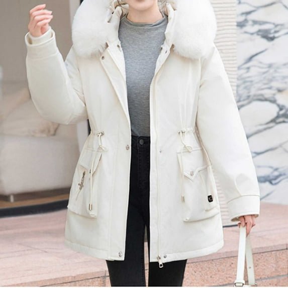 Fashion Winter Warm Coats for Womens Hooded Plus Size Casual Loose Solid Color Pocket Zippered Reversible Long Coat