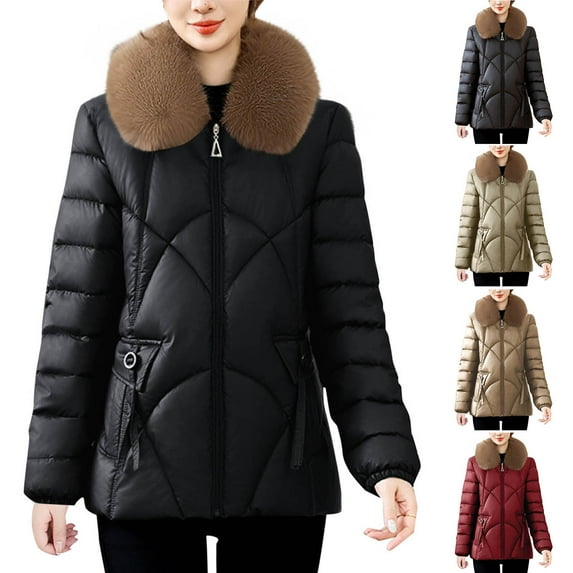 Fashion Winter Warm Coats for Womens Hooded Plus Size Casual Solid Color Long Sleeve Warm