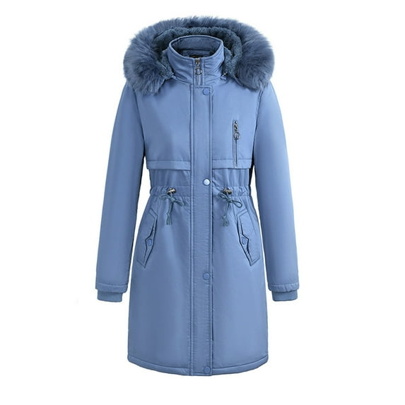 Fashion Winter Warm Coats for Womens Hooded Plus Size Solid Color Zipper Long Sleeve Hooded Pocket Sweater Coat Jacket