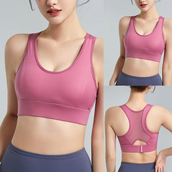 Joau Racerback Sports Bras for Women - Padded Seamless High Impact Support Wirefree Bra Activewear for Yoga Gym Workout Fitness