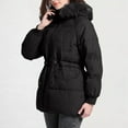 thumbnail image 1 of Up to 65% off Ofreoo Womens Jacket Solid Color Pocket Hodded Draw Rope Keep Warm Coat, 1 of 1