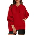 thumbnail image 1 of Oversize Hoodies for Women Pullover Fashion Fall Winter Solid Color Loose Long Sleeved Pockets Hooded Sweatshirts Top, 1 of 8