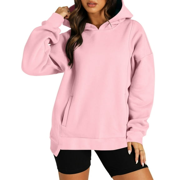 Oversize Hoodies for Women Pullover Fashion Sweatshirts Long Sleeve Crewneck Side Zipper Pullover 2024 Fall Trendy Clothes