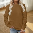 thumbnail image 1 of POROPL Womens Sweatshirts Long Sleeve Crew Neck Sweatshirt Pullover Tops Brown 2XL, 1 of 4