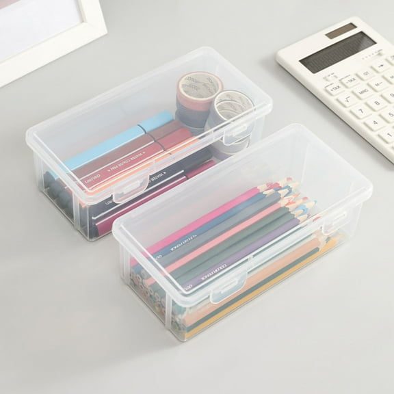 Up to 65% off Pencil Case, 3PC Pencil Case Office Supplies Storage Organizer Box Extra Large Capacity Plastic Translucent Pencil Box