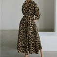 thumbnail image 1 of Pitauce Dresses for Women Leopard Printed Temperament Lapel Collar Lantern Long Sleeve Shirt Dress Loose Fit Flowy Hem Formal Dress, 1 of 1
