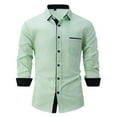 thumbnail image 1 of Up to 65% off Pitauce Men's Dress Shirt Patchwork Lapel Collar Button Down Long Sleeve Tops Casual Slim Fit Breathable Business Work Shirts Blouses, 1 of 5