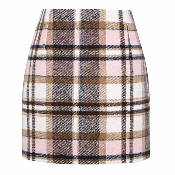 Up to 65% off Plaid Skirt, Womens 2024 Fashion Wool High Waist Pencil Skirt Bodycon Spring Winter Short Dress Plaid Mini Skirt