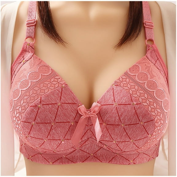 Up to 65% off!Plus Size Bras for Women Full Coverage Fashion Bowknot Printing Comfortable Hollow Out Bra Underwear No Rims