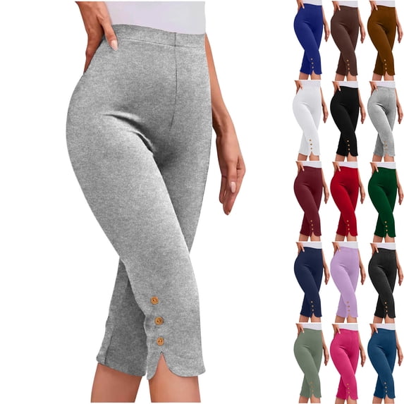 Plus Size Yoga Pants for Womens Stretch Waist Workout Out Leggings Stretch Waist Button Pocket Yoga Gym Loose Pants