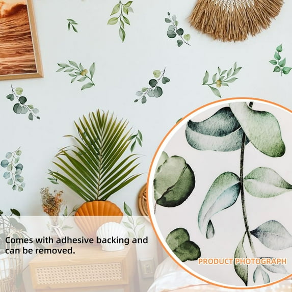 Up to 65% off! Set Of 6 Small Green Leaves Wall Decals Wall Stickers Decorative Self-adhesive Living Room Bedroom Background Wall Stickers