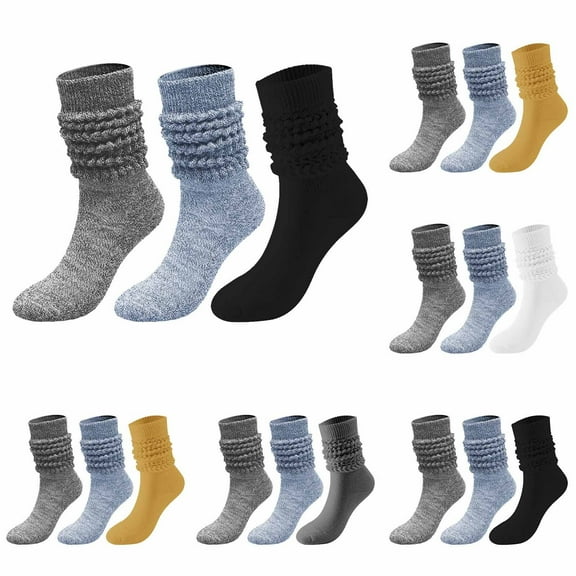 Up to 65% off!Socks for Women Stockings Winter Solid Color Warm Bubble Socks Extra Long Tight Knitted Pile Socks