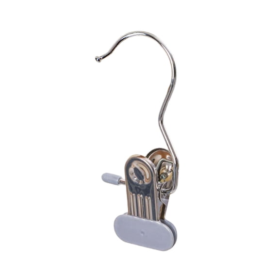 Stainless Steel Hanging Clips 6-Pack, Space Saving Laundry Hooks for Hats Pants Towels, 360° Rotating Non-Slip Clothespins for Wardrobe