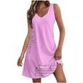 thumbnail image 1 of Summer Boho Dresses for Women 2024 Plus Size Comfort Pocket Printing Sleeveless V-Neck Dress, 1 of 5