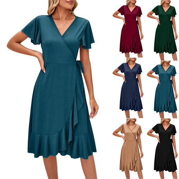 Summer Dresses for Womens 2025 Plus Size Fashion Round Neck Doll Dress Sold Color Sleevless Pleated Dress