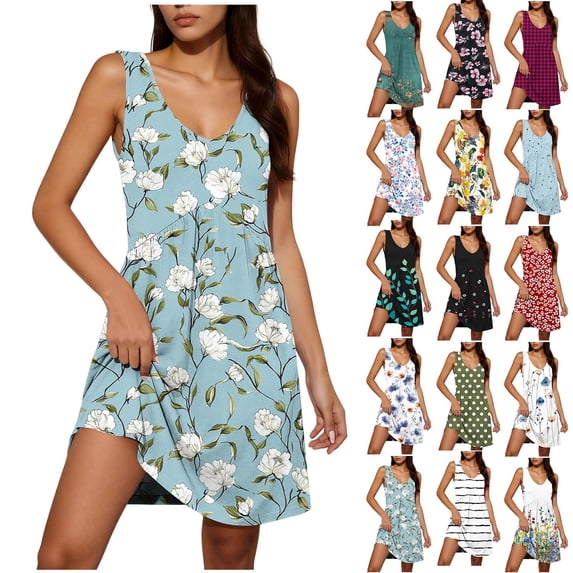 Summer Dresses for Womens 2025 Plus Size Fashion Sexy Fragmented Flower Tie Waist Wrapped Short Sleeved V-neck Dress