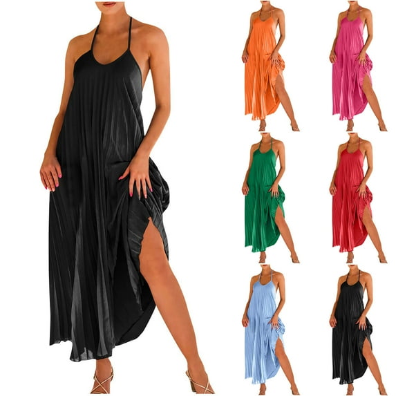 Summer Fashion Dresses for Women 2024 Plus Size A Pleated Dress For Beach Vacation Long Dress