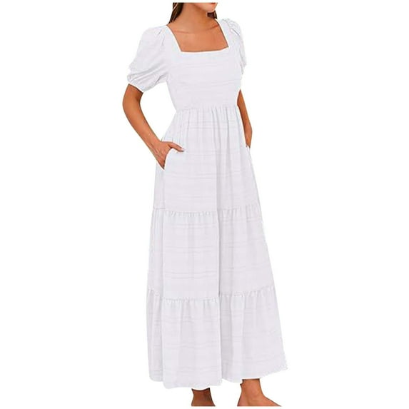 Up to 65% off!Summer Fashion Dresses for Women 2024 Plus Size Casual High-end Sleeveless Waist Cinching Large Hem Gentle Style Dress