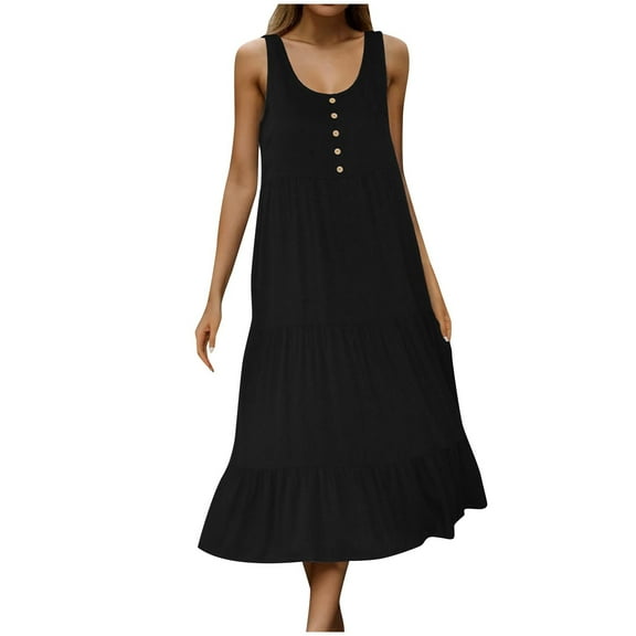 Summer Fashion Dresses for Women 2024 Plus Size Solid V-neck Ruffled Dress