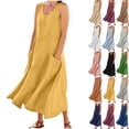 thumbnail image 1 of Summer Fashion Dresses for Womens 2025 Plus Size Casual Solid Color Sleeveless Round Neck Pocket Dress Skirt, 1 of 7