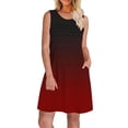 thumbnail image 1 of Summer Fashion Dresses for Womens 2025 Plus Size Gradient Print Loose Sleeveless Round Neck Front Pleated Dress, 1 of 8
