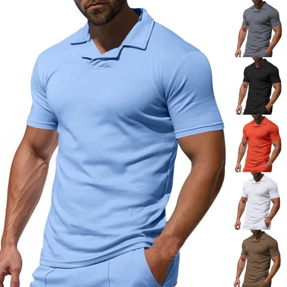 Summer Fashion Oversize Shirts for Mens 2025 Casual Solid Loose Straps Short Sleeve V-Neck Top Blouse