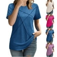 thumbnail image 1 of Summer Fashion Shirts for Womens 2025 Oversize New Casual Solid Color Short Sleeved Round Neck Top/shirt, 1 of 9