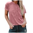 thumbnail image 1 of Summer Fashion Shirts for Womens 2025 Oversize Round Neck Short Sleeve Loose Solid Color T Shirt Tunic Shirt Blouse, 1 of 6
