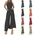 thumbnail image 1 of Summer Plus Size Jumpsuits for Women Tummy Control Fashion Loose Casual Flat Shoulder Wrapped Chest Wide Leg Jumpsuit, 1 of 6
