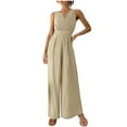thumbnail image 1 of Summer Plus Size Jumpsuits for Women Tummy Control Fashion Solid Color Casual Sleeveless Suspender Long Jumpsuit, 1 of 9