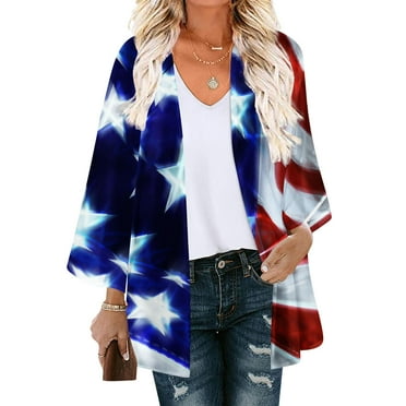 Up to 65% off!Summer Plus Size Lightweight Cardigans for Women Floral Print Puff 3/4 Sleeve Kimono Cardigan Loose Chiffon Cover Up Casual Blouse Tops