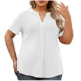 thumbnail image 1 of Summer Plus Size Tops for Womens 2025 Fashion Casual New Large Size V-Neck Short-Sleeved Color Matching Bottoming Shirt T-Shirt Top, 1 of 7