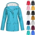 thumbnail image 1 of Plus Size Windproof Jackets for Women Fashion Solid Color Outdoor Plus Size Hooded Raincoat Windproof Clearance Under 5$!, 1 of 5