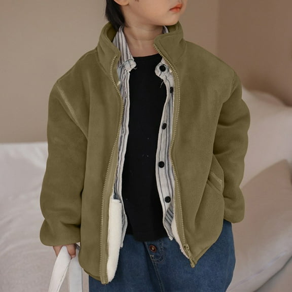 Winter Toddler Girls and Boys Warm Coats Fashion Solid Color Zipper Pocket High Neck Warm Long Sleeved Hooded Casual Jacket/jacket