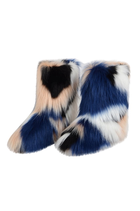 Winter Warm Snow Boots for Women Fashion Plus Size Colorful Imitation Snow Boots