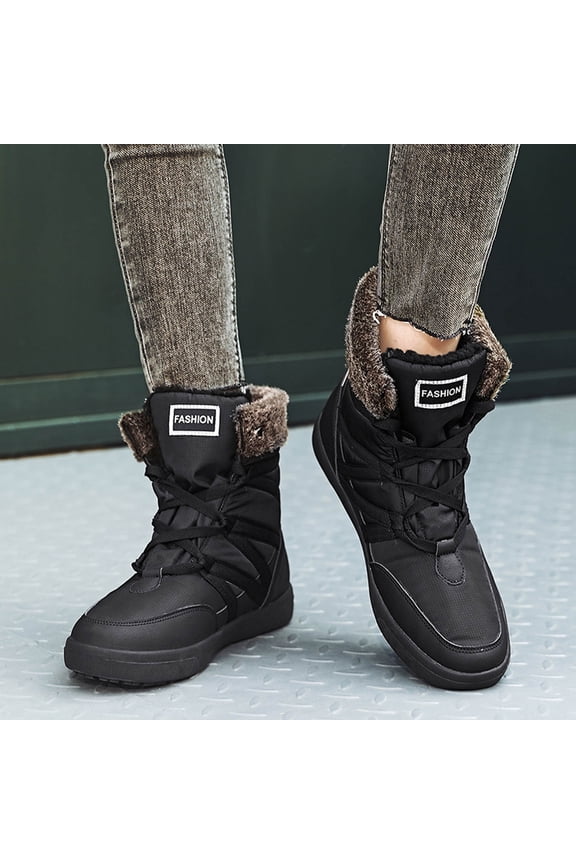 Winter Warm Snow Boots for Women Fashion Plus Size Cotton Shoes Short Hair Warm Shoes High-top Snow