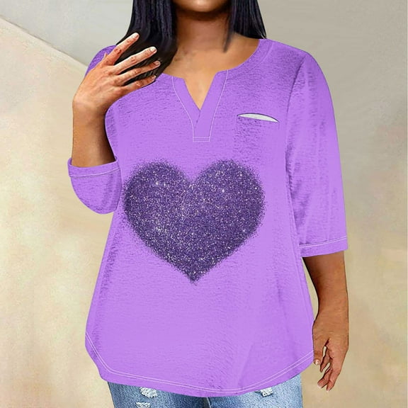 Up to 65% off!Women Summer Tops 2024 Plus Size Fashion Sexy Shirt V-Neck Casual Loose Long Sleeve Shirt Blouse Gift for Women On Sale