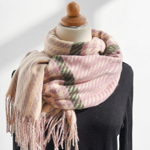 Up to 65% off Women's Fall Winter Scarf Classic Tassel Plaid Scarf Warm Soft Chunky Large Blanket Wrap Shawl Scarves Fashionable Scarf on Clearance