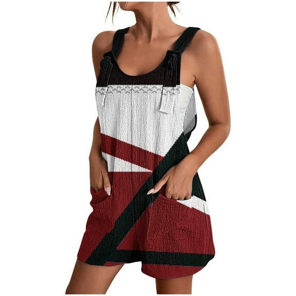 Up to 65% off! Women's Summer Comfortable Casual Suspender Printing Shorts Pocket Jumpsuit Shorts with Pockets 2025 Clothes