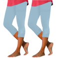 thumbnail image 1 of Up to 65% off Womens Capris, Xunlbb 2PCWomen's Summer High Waisted Solid Color Capris Matching Slim Fitting Yoga Gym Pants(Sky Blue,M), 1 of 6