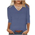 thumbnail image 1 of Up to 65% off! Womens' Fashion 3/4 Sleeve Plus Size Shirts Tops Casual V-neck Top Long Sleeved V-neck Top/Shirt, 1 of 5