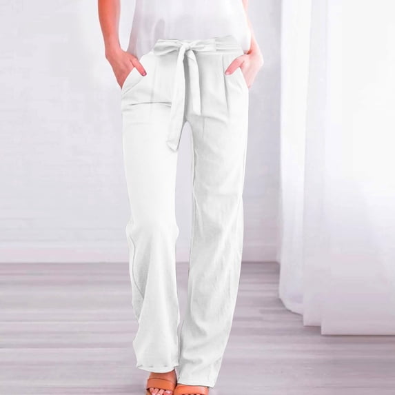 Up to 65% off!Womens Fashion Plus Size Casual Pants Tie Front Plus Size High Waisted Dress Pants Business Casual Straight Leg Work Pants With Pockets