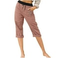 thumbnail image 1 of Up to 65% off!Xunlbb Women’s Elastic Waist Summer Solid Casual WithPockets Outing Pants Capris on Clearance,Pink 2XL, 1 of 5