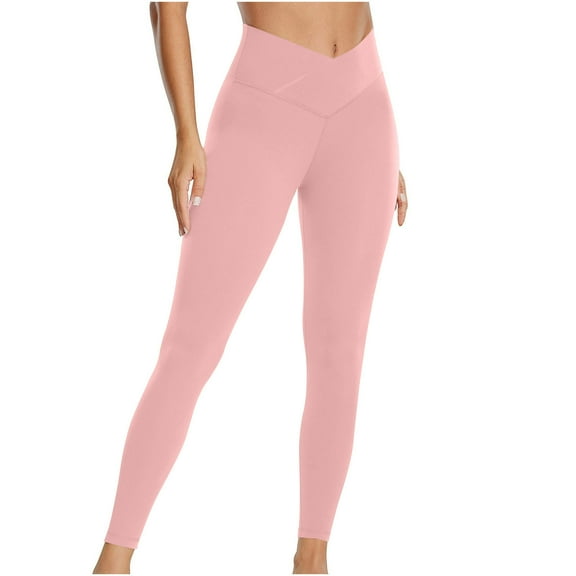 Up to 65% off!Yoga Pants for Womens Plus Size Elastic High Waist Solid Color Exercise Elastic Waist Yoga Pants