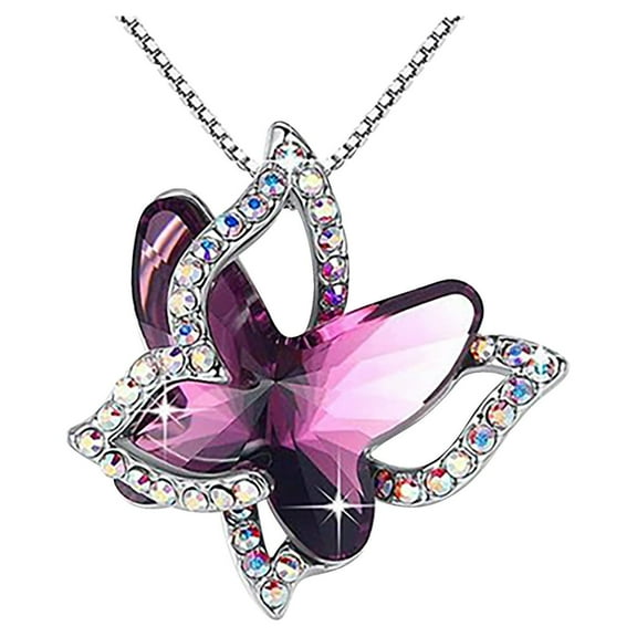 Up to 65% off amlbb Necklaces for Women Ladies Crystal Butterfly Necklace Multicolor Fashion Pendant Necklace Pendant Necklace