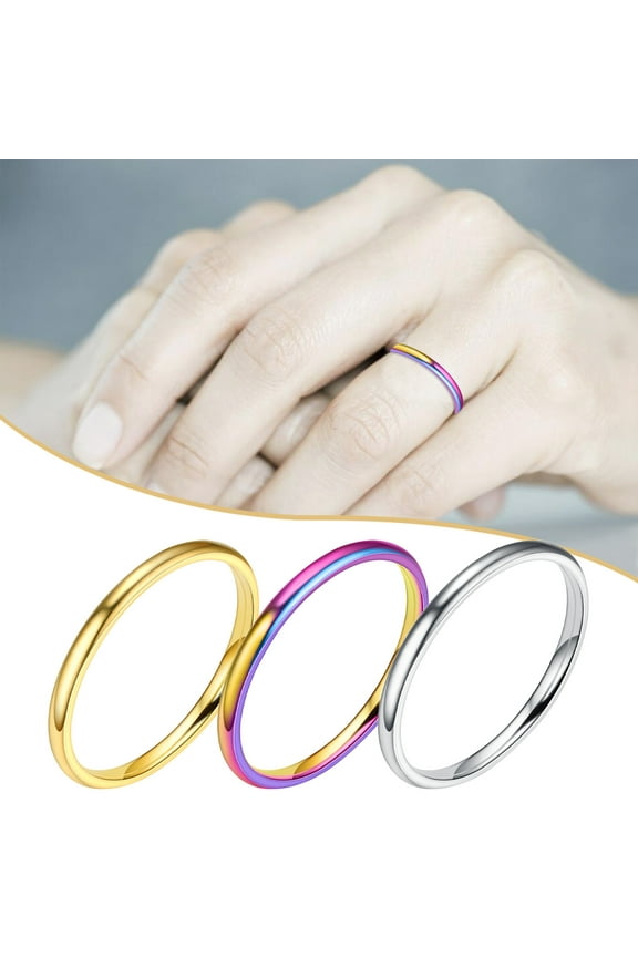 Up to 65% off amlbb Rings for Women 2Mm Stainless Steel Smooth Ring Titanium Steel Couple Ring Jewelry Size 5-12 Women Ring Best Gifts
