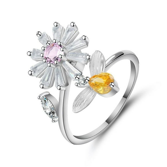 Up to 65% off amlbb Rings for Women Women's Anxiety Ring Sunflower Rotating Ring Open Ring Relieves Anxiety Stress on Clearance