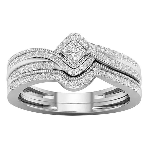 Up to 65% off amlbb Women Rings Rhinestone Rings Set For Women 2PCS Stackable Ring Bands Engagement Wedding Jewelry Gift on Clearance